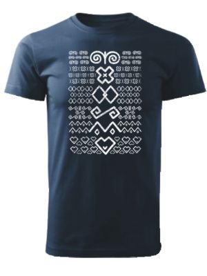 Tričko čičmany znaky retro Unisex Námornícke modré