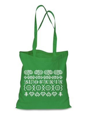 Plátená EKOlogická taška Čičmany - dlhá rúčka Zelená