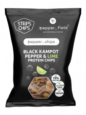 Strips Chips Black Kampot pepper and Lime protein chips 80g