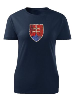 Tričko Slovenský znak Dámske retro klasik námornícke modré-S