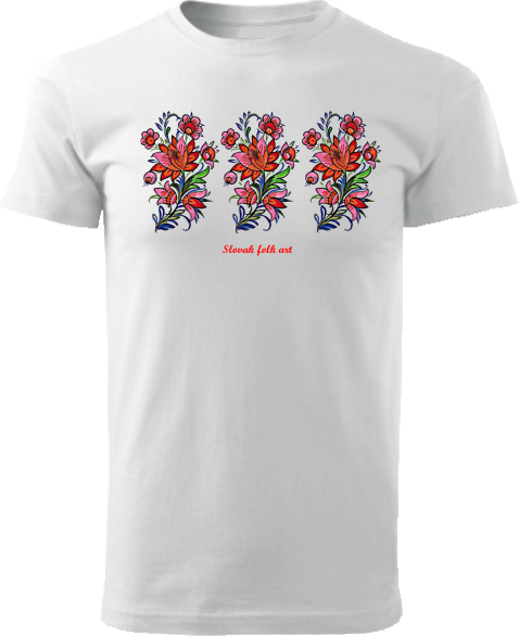 Tričko Slovak folk art kvetiny Unisex Biele