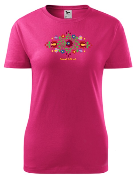 Tričko Slovak folk art kvetový ornament Dámske klasik Purpurové