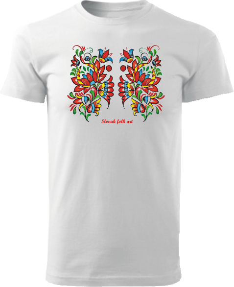 Tričko Slovak folk art kvety Unisex Biele