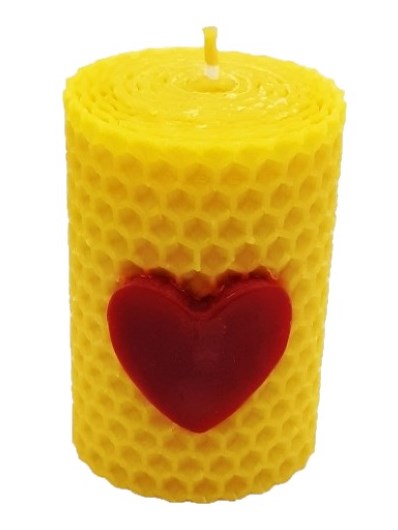Sviečka včelí vosk žltá srdce 70mm/48mm