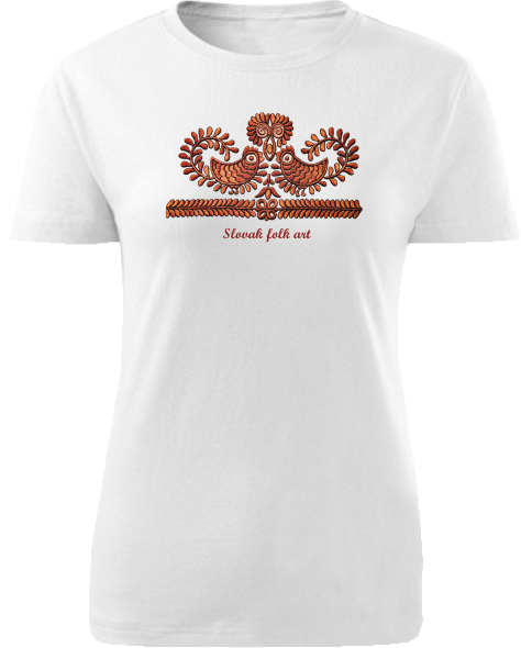 Tričko Slovak folk art kohúty Dámske klasik Biele