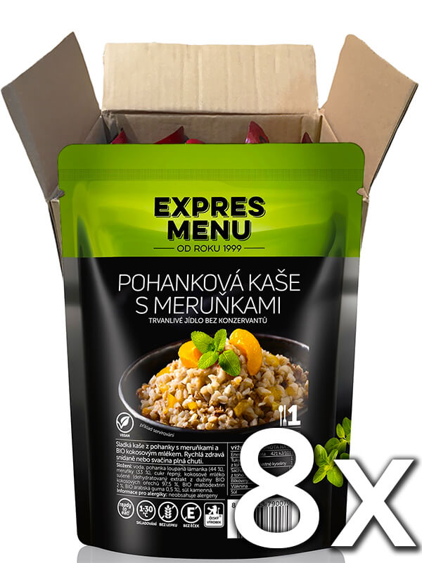Expres menu Pohánková kaša s marhuľami 1 porcia 300g | 8ks v kartóne
