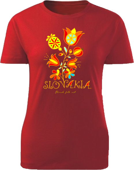 Tričko Slovakia kvet Dámske klasik Červené