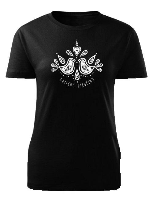 Tričko driečna dievčina folk Dámske klasik Čierne