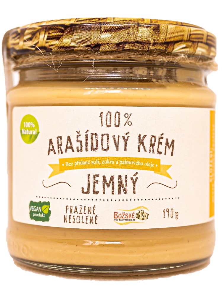 Božské oříšky Arašidový krém jemný 100% 190g