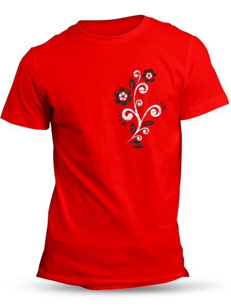 Tričko folklórny kvietok retro Unisex Červené