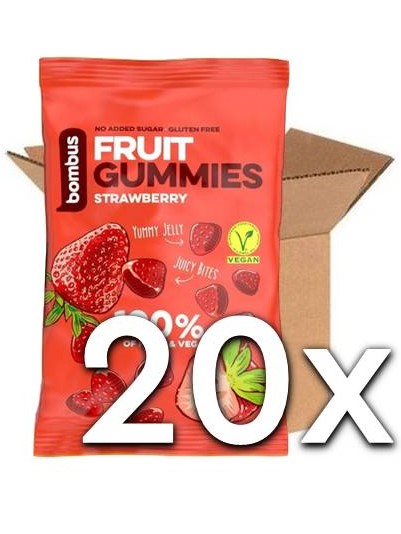 Bombus Fruit Gummies ovocné kúsky - jahoda 35g | 20ks v kartóne