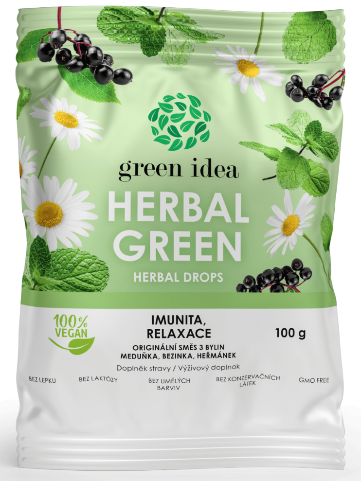 Green Idea Bylinné cukríky Herbal green - Imunita, relaxácia 100g