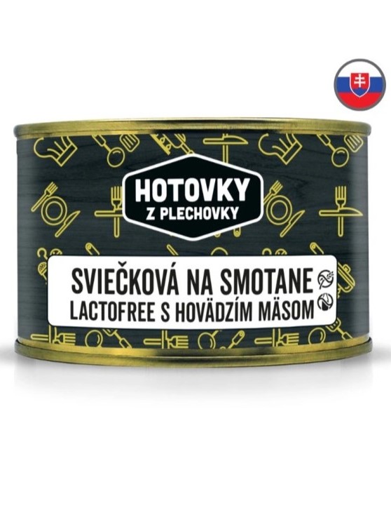 Hotovky z plechovky Sviečková na smotane s hovädzím mäsom Lactofree 400g | 12ks v kartóne