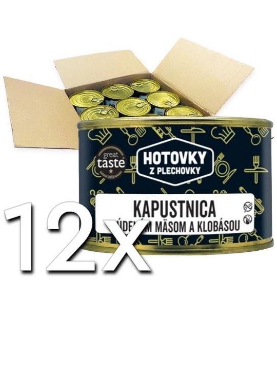 Hotovky z plechovky Kapustnica s údeným mäsom a klobásou 400ml | 12ks v kartóne