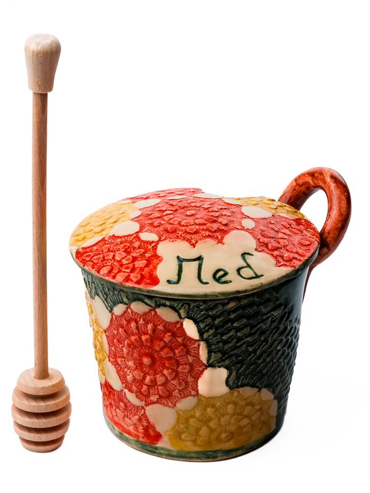 Keramická dóza na med farebná 300ml