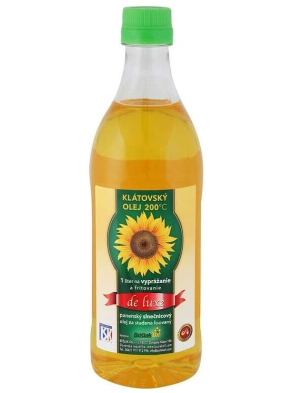 Klátovský olej 200°C Panenský slnečnicový na vyprážanie a fritovanie 1 liter