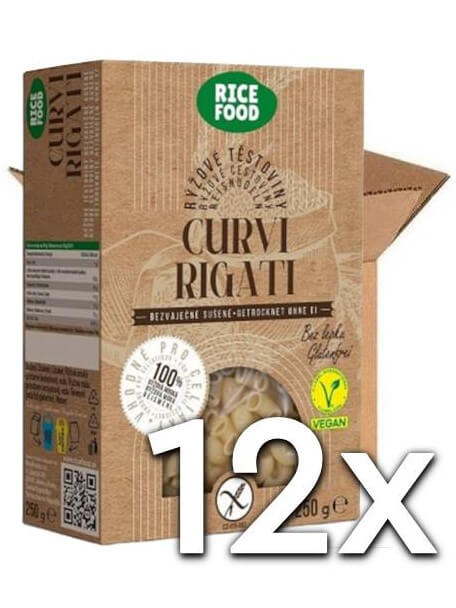 RiceFood Curvi Rigati kolienka ryžové cestoviny 250g | 12ks v kartóne