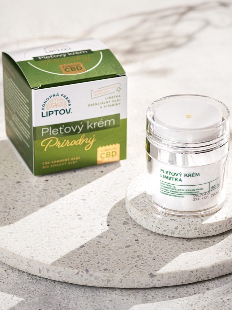 Konopná farma Liptov Pleťový krém prírodný CBD Limetka 50ml