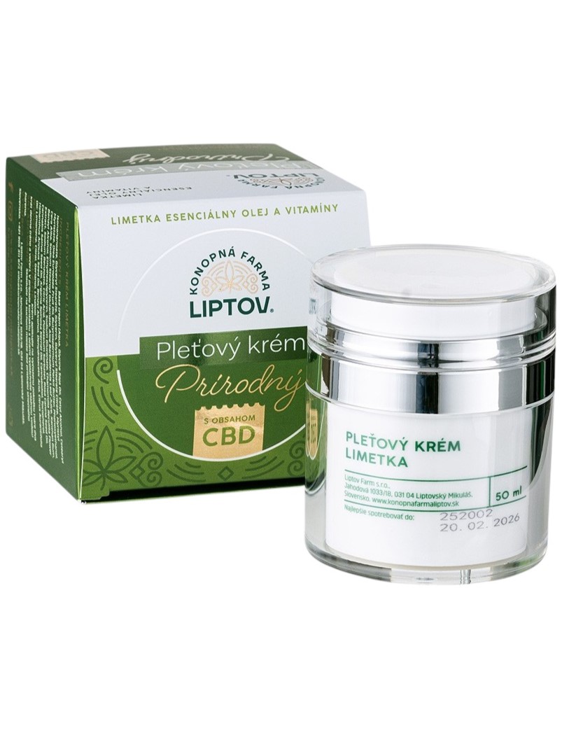 Konopná farma Liptov Pleťový krém prírodný CBD Limetka 50ml