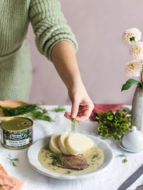 Hotovky z plechovky Kôprová omáčka s hovädzím mäsom 400g
