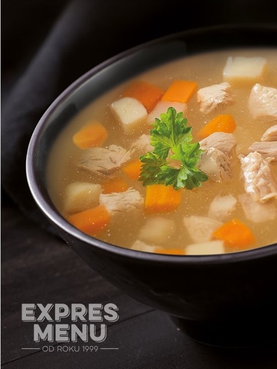 Expres menu Kurací vývar s mäsom a zeleninou 2 porcie 600g | 5ks v kartóne