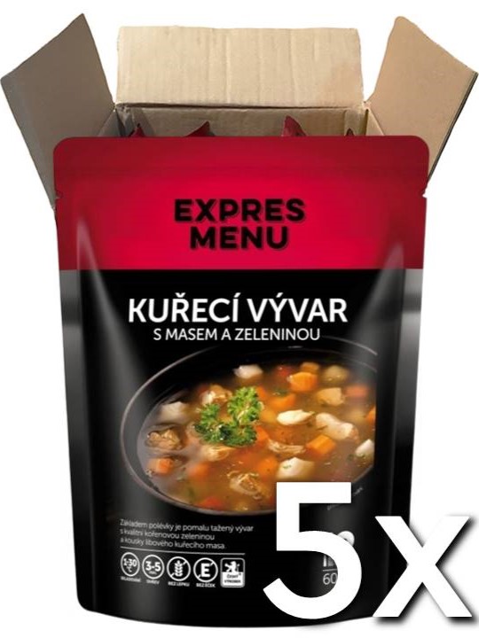 Expres menu Kurací vývar s mäsom a zeleninou 2 porcie 600g | 5ks v kartóne