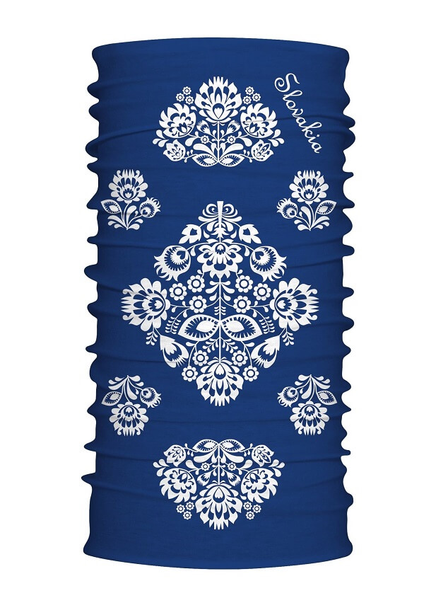 Multifunkčný šál kvety modrý 7173