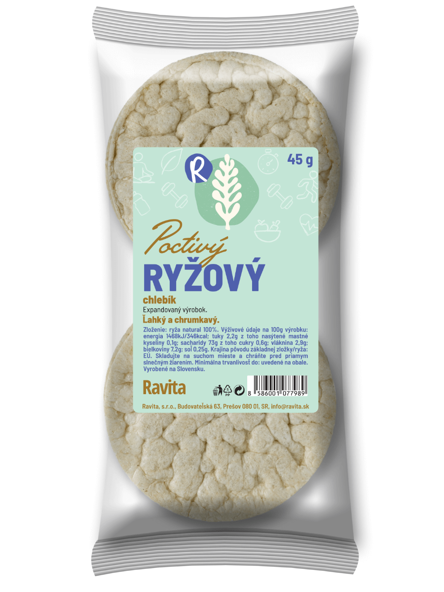Ravita Chlebík ryžový celozrnný 45g