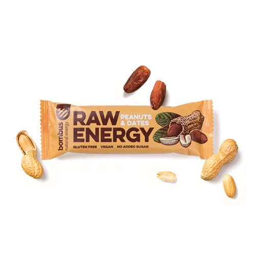Bombus Raw Energy tyčinka arašidy a ďatle 50g