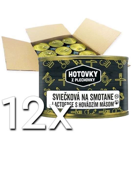 Hotovky z plechovky Sviečková na smotane s hovädzím mäsom Lactofree 400g | 12ks v kartóne