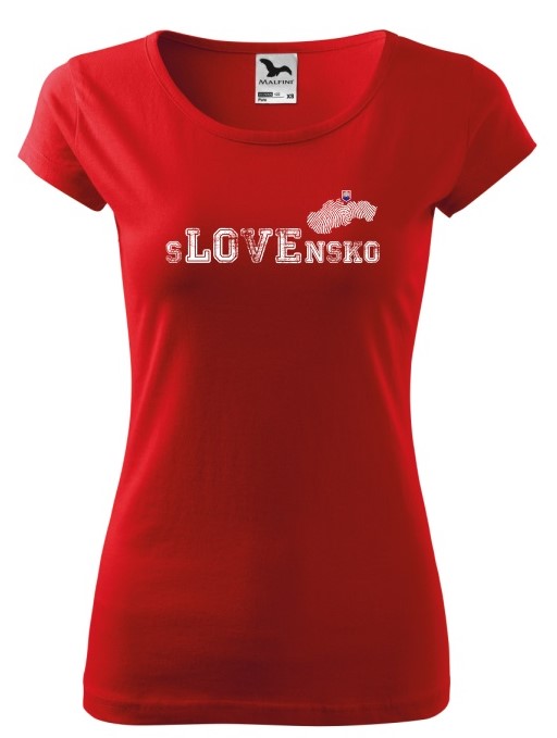 Tričko love Slovensko Dámske pure Červené-L