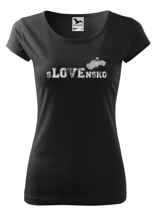 Tričko love Slovensko Dámske pure Čierne-XL