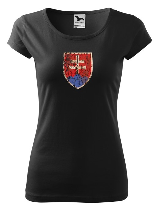 Tričko Slovenský znak Dámske retro pure Čierne-S