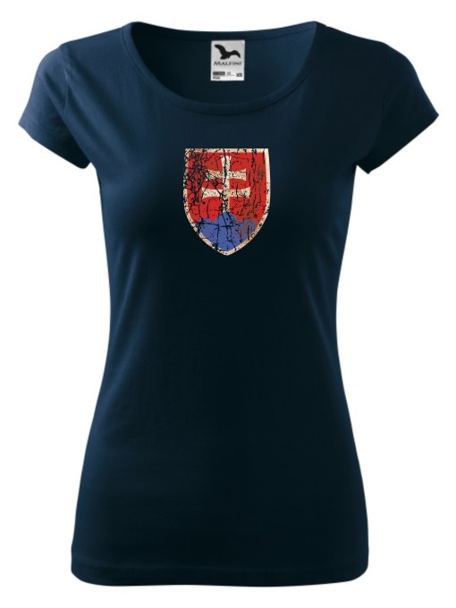 Tričko Slovenský znak Dámske retro pure Námornícke modré-M