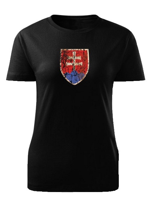 Tričko Slovenský znak Dámske retro klasik Čierne-M