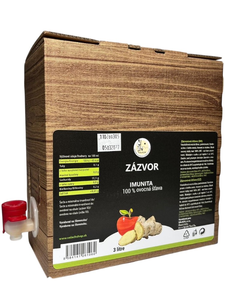 Valach Zázvor Imunita ovocná šťava 100% 3l