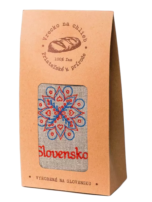 Vrecko na chlieb - ľanové výšivka Slovensko