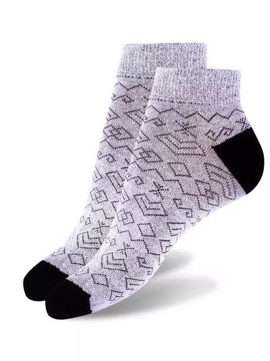 Členkové ponožky čičmany - svetlosivo čierne
