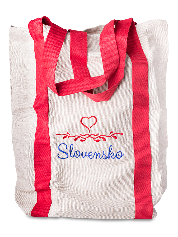 Nákupná ľanová taška Slovensko - červená
