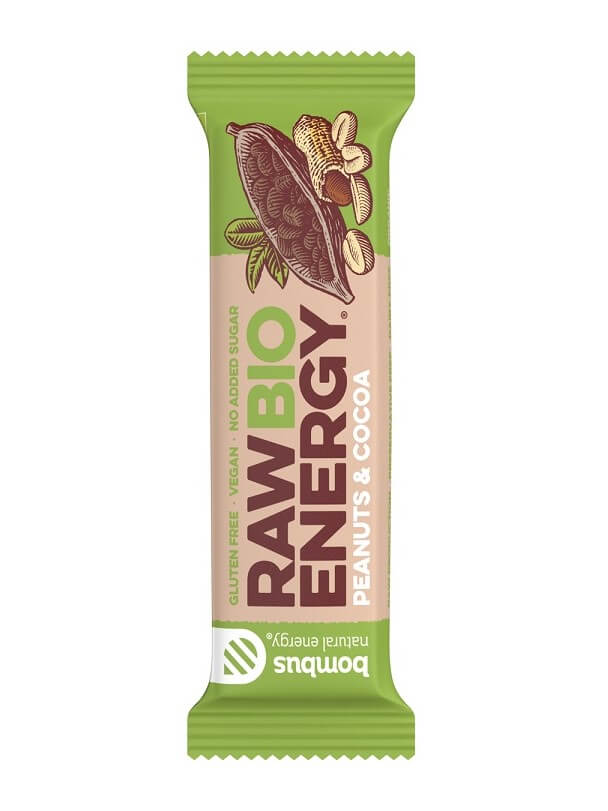 Bombus Raw BIO Energy tyčinka arašidy a kakao 50g