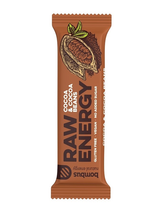 Bombus Raw Energy tyčinka kakao a kakaové bôby 50g