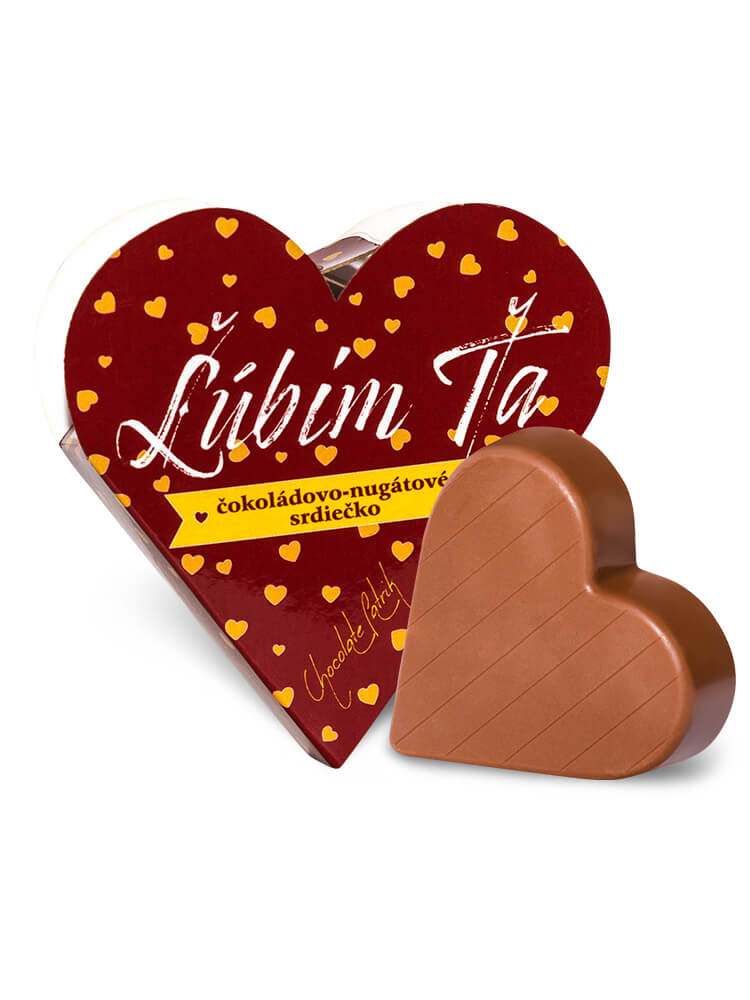 Chocolate Patrik Čokoládové srdce bordové horké - Ľúbim ťa