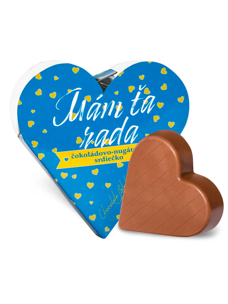 Chocolate Patrik Čokoládové srdce modré mliečne- Mám ťa rada
