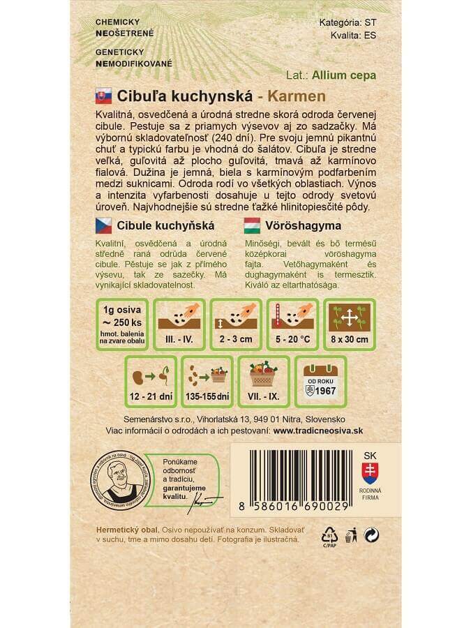 Semenárstvo Cibuľa kuchynská Karmen 3g