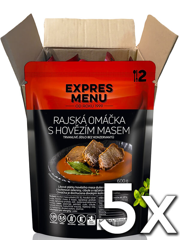 Expres menu Paradajková omáčka s hovädzím mäsom 2 porcie 600g | 5ks v kartóne