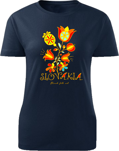 Tričko Slovakia kvet Dámske klasik Námornícke modré