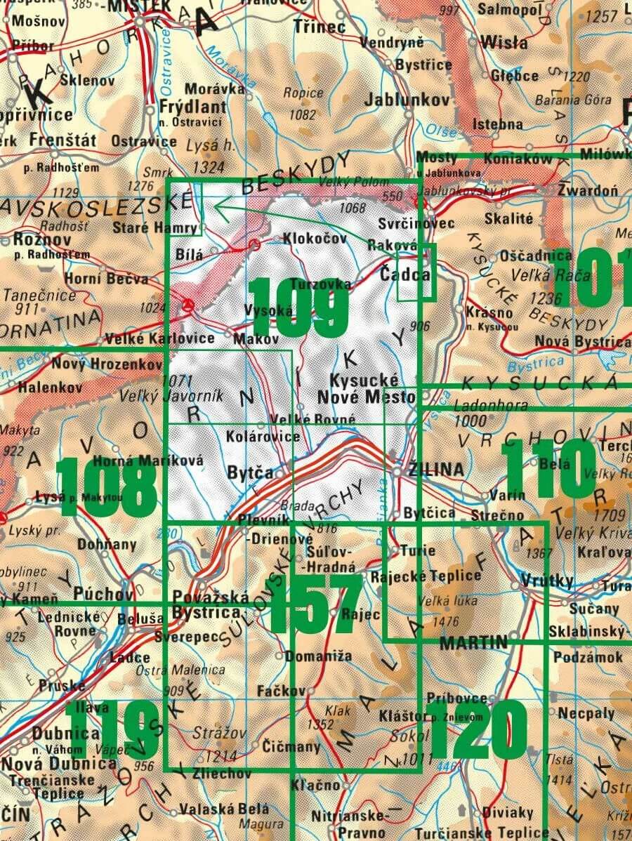 Javorníky - Čadca 109 Turistická mapa 1:50 000