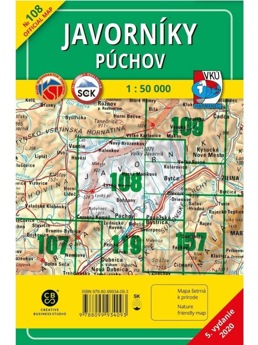 Javorníky - Púchov 108 Turistická mapa 1:50 000