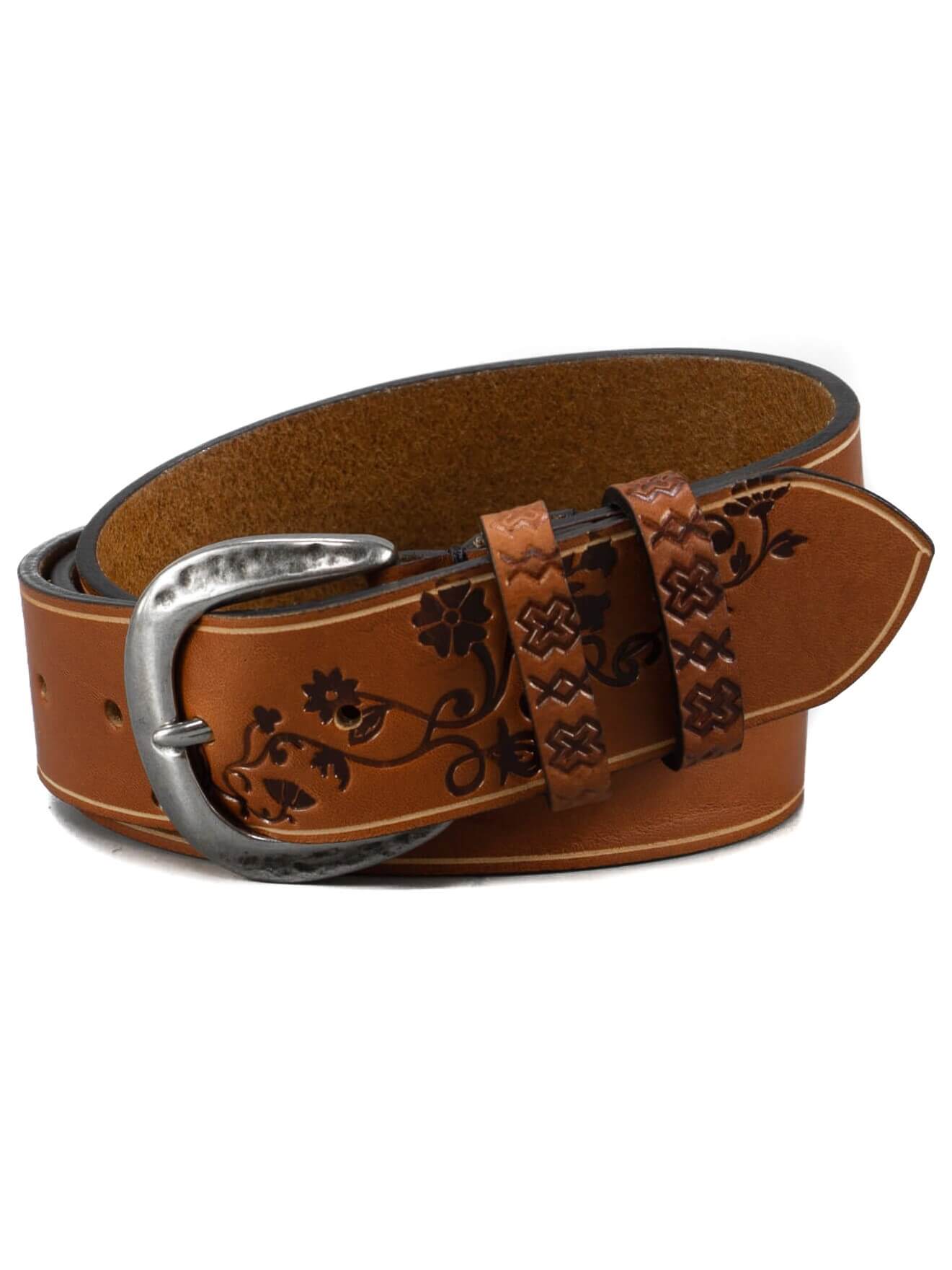 Hoffebelts Dámsky ľudový kožený opasok Natália-90 CM (OBVOD PáSA)