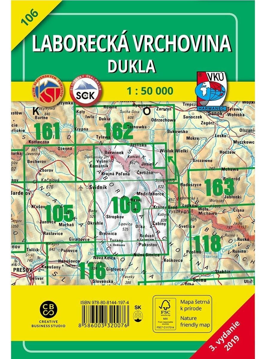 Laborecká vrchovina - Dukla 106 Turistická mapa 1:50 000